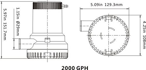 SEAFLO 2000 GPH 24V Bilge Pumps Non Automatic for Marine Boats Kayak