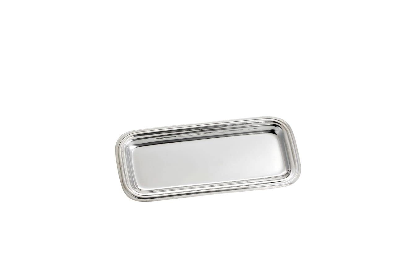 Varotto & Co. Vassoio Portapenne in Metallo Placcato Argento Ottone Argentato Lucido Made in Italy cod.VG01120SP cm 18,5x8x0,7h