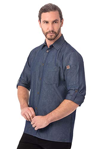 Detroit camisa vaquera Chef Works de manga larga solución para uniformes cómodos