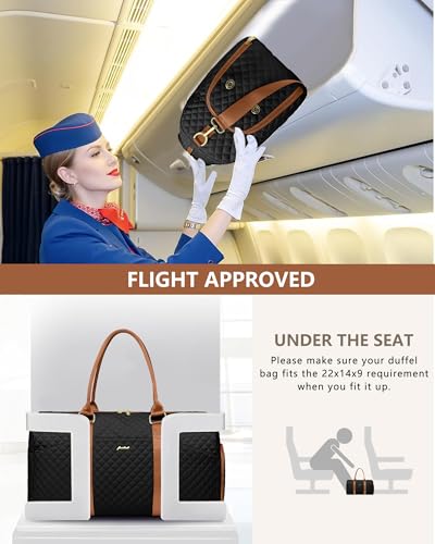 Image of Women Weekender Travel Duffle Bag: Travel Duffel Overnight Bags with Shoe Compartment Large Carry on Tote with Toiletry Bag Weekend Traveling Yoga Gym Hospital Bag for Women with Wet Pocket