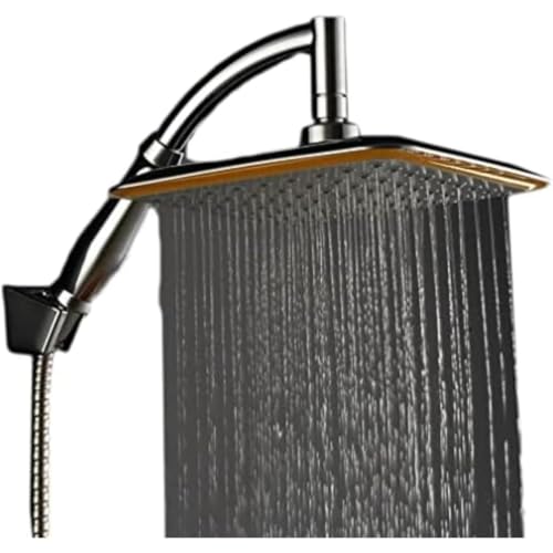 シャワーヘッド大口径、四角空気加圧水節シャワーヘッド、ABS材料取り外し可能な耐高温耐食性、9インチユニバーサルメッキシャワーヘッドマイクロナノバブル美肌美容 節水シャワーヘッド 大面積シャワー 高水圧REENEW 低水圧応対 (9インチノズル,A)