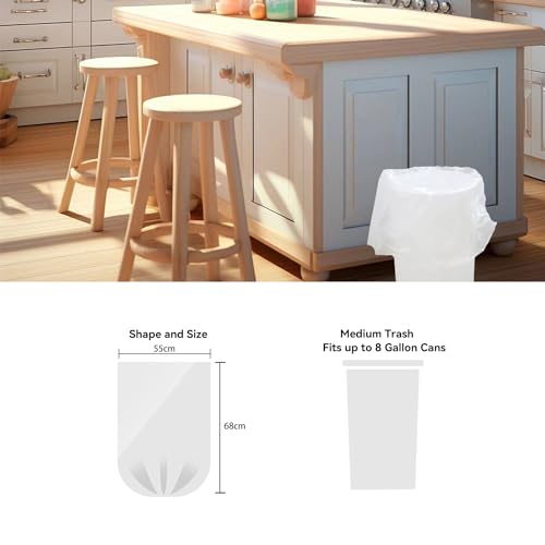 Image of WAIKAS 8 Gallon Trash Bags, 40 Count, Garbage Bags, No Flaps /Ties, 55x68cm,8.4g /pcs, Unscented, White