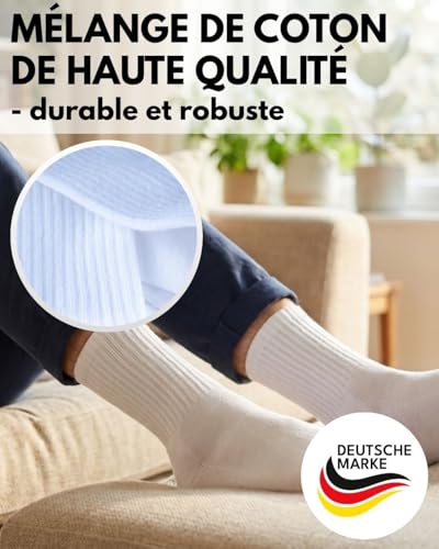 sockenkauf24 Chaussettes de Sport Homme Chaussettes de Tennis Lot de 6 Paires Crew Socks Respirantes et Renforcées 70107T (Blanc 43-46) – vue 5