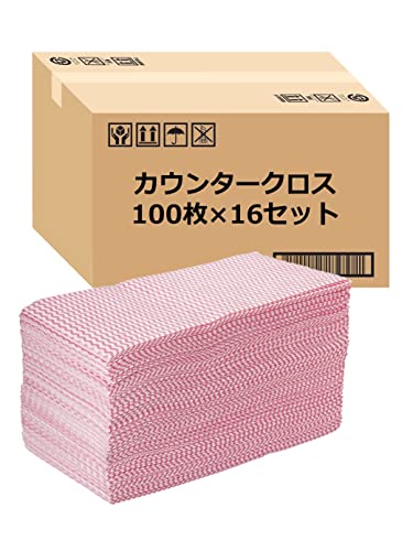 ストリックスデザイン カウンタークロス 100枚×16セット ピンク 約30×61cm 使い捨て 不織布 ふきん テーブルダスター 業務用 J-115