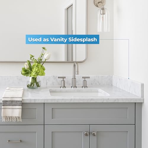 Image of Bathroom Vanity Sink Backsplash /Sidesplash (Carrara Marble, 4 inch x 42 inch)