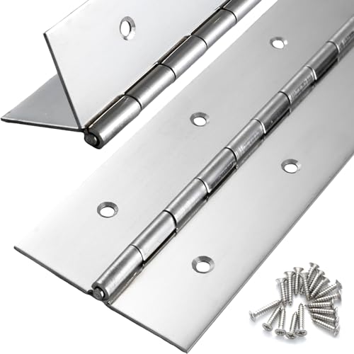 2 Pcs Heavy Duty Piano Hinge 48 Inch x 3 Inch Width, True 0.060'' Thick Stainless Steel Piano Hinge for Heavy Duty Cabinet, Door, Toolbox, Wooden Box, Metal Plate, Furniture, Industrial Project