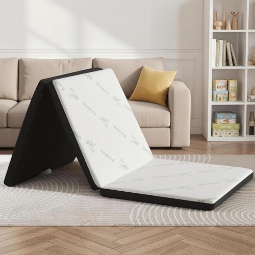 Giselle Folding Mattress 5cm Single Foldable Foam Bamboo Portable Camping Guest Floor Bed Mat with Handle