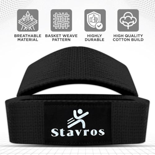 Image of Stavros Slip Resistant Deadlift Straps Figure 8 Lifting Straps Gym Straps Weightlifting Wrist Support For Men and Women With Soft Paddings and Better Grip