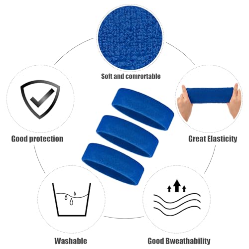 Image of Bememo 12 Pcs Sweatbands Sport Headbands for Men & Women Basketball Headband Sport Competitions Sweat Headbands Running Terry Cloth Moisture Wicking for Yoga,Tennis,Gym,Exercise