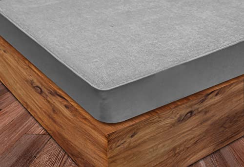 Image of Flo Aloe Vera Infused Mattress Protector - Waterproof & Washable | 100% Cotton | Mattress Cover in Grey Color (Single, 72x30)