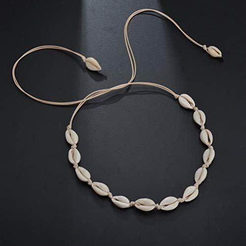 kuou 2 Pcs Shell Necklace Bracelet, Shell Bracelet Shell Necklace Choker Shell Bracelet Shell Clavicle Necklace Natural Shell Choker for Women