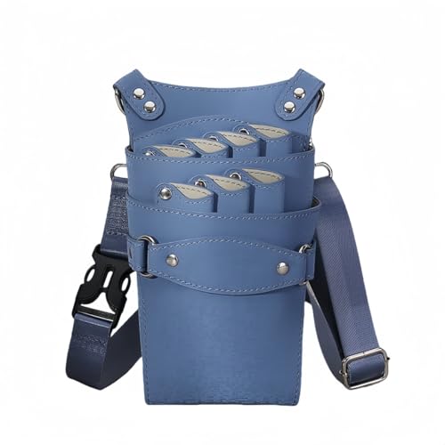 Buccvut美容師 シザーケース トリマー 大容量 7丁 コーム ハサミ収納 ポーチ 理容室 ウエスト ショルダーバッグ はさみ 櫛 収納 サロン 家庭用 2way トリマー ツールポーチ サロン レザー 挿し 美容師 理容師 トリマー ベルト付き (ブ