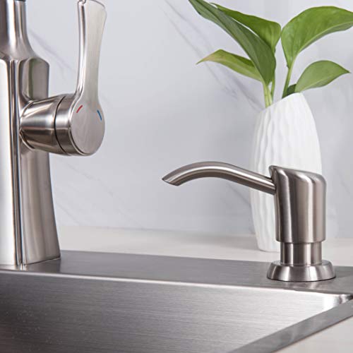 GAGALIFE Built in Sink Soap Dispenser or Lotion Dispenser for Kitchen Sink, Brushed Nickel ABS Pump Head, with 13 Ounce Large PET Soap Bottle