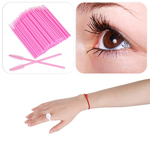 Leevia Kit d'extension de cils - 100 anneaux de support de colle, 100 micro brosses à cils, 6 rouleaux de ruban adhésif, 50 pinceaux à mascara, 2 pinces à cils