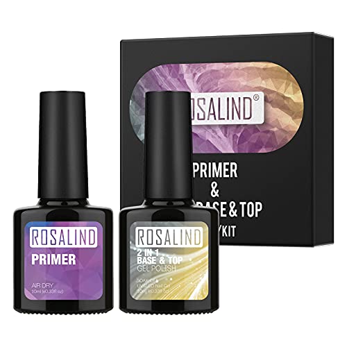 ROSALIND 2 IN 1 Gel Base and Top Coat, Nail Primer for Gel Nail Polish , No Wipe Gel Top and Base Coat Nail Bond Primer Set, Long Lasting Gel Top Coat and Base Coat Nail Polish Primer for Nail
