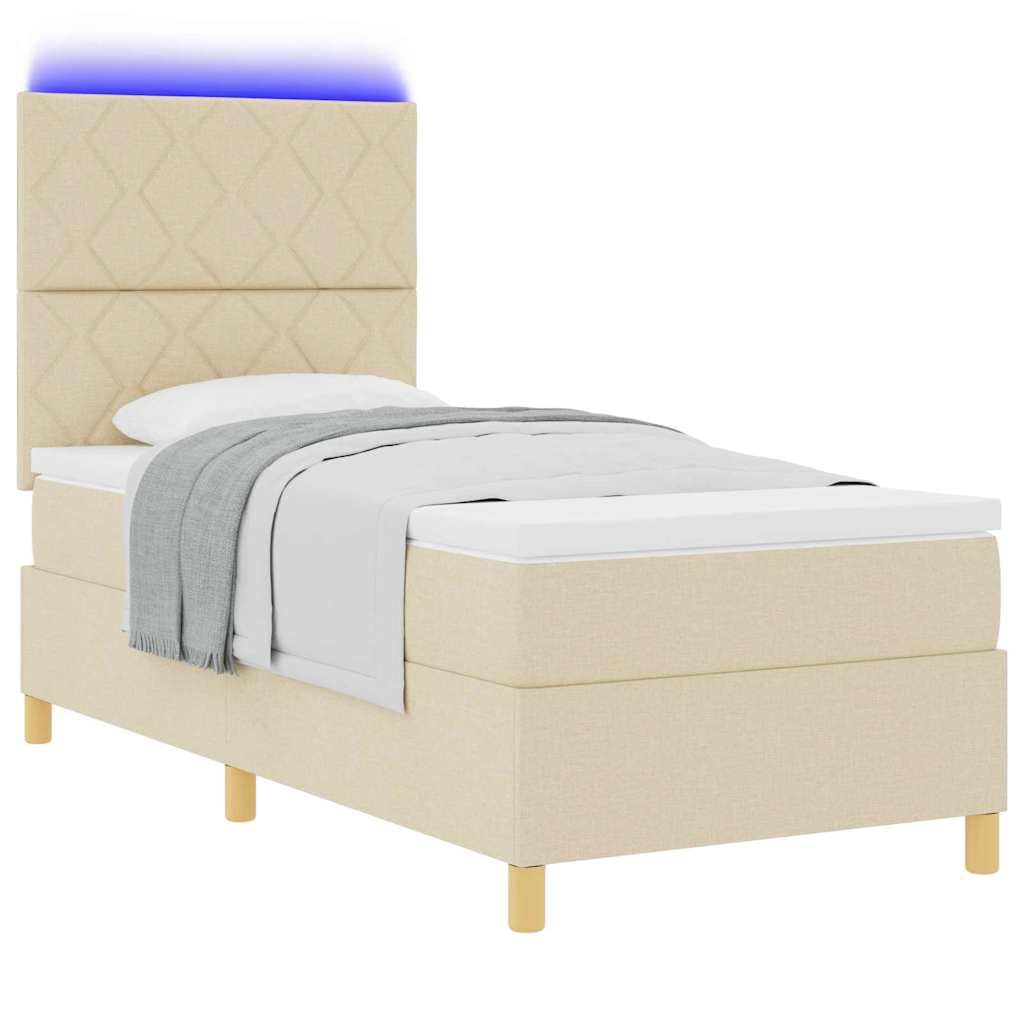 Łóżko LED nowoczesne minimalstyczne 100x200 cm kremowy