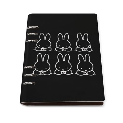 ミッフィー システム手帳 PU ノートメモ帳 バインダーノート A5サイズ 手帳 スケジュール帳 6穴 レザー 日記帳 記録ノート ルーズリーフ式 詰め替え可 メモ帳 バインダーリング 文房用具 プレゼント 贈り物 子供 学生