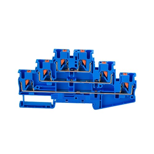 Bloque de terminales de carril Din PT2.5-3L, conector eléctrico triple capa azul 10 Uds.