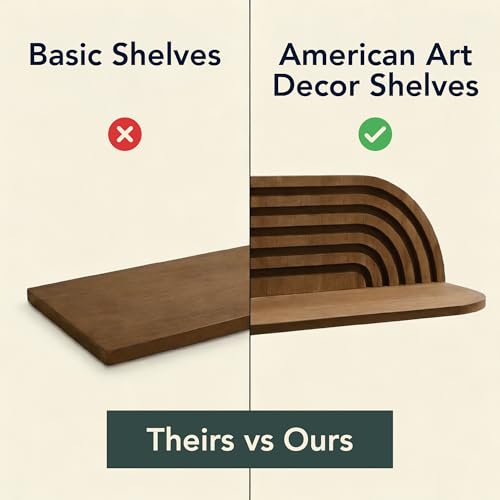Image of Dark Walnut Floating Wall Shelf Set of 2, Wall Mounted Rustic Farmhouse Solid Wood Shelves - Modern for Bedroom, Bathroom, Living Room, Kitchen Decor & Storage