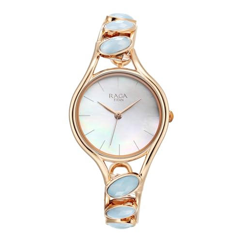Titan Raga New You Quartz Analog Mother of Pearl Dial Blue Chalcedony Stone Strap Brass Watch for Women-NS95190WM02 (B0CSZ61WHS) Amazon Price History, Amazon Price Tracker