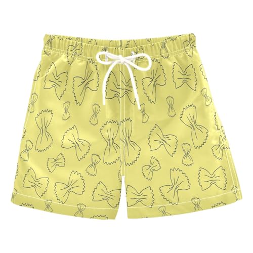 Boy Swim Trunks Bow Tie Pasta Yellow Pattern Quick Dry Bathing Suit Swimsuit Toddler Beach Board Shorts,2T