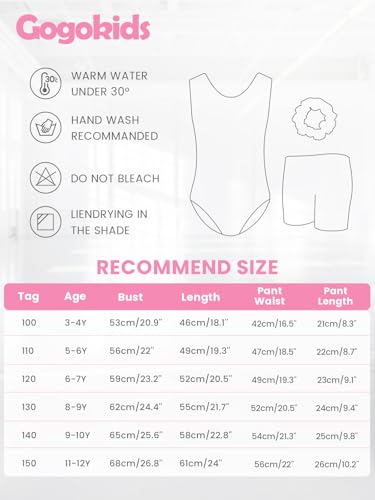 Gogokids Girls' Three-Piece Gymnastics Set, Sleeveless Leotards with Shorts and Hairband, Sparkling Ballet Dancing Unitards - Gymnastics Outfit with Gradient Color Design for 5-6 Years - Image 4