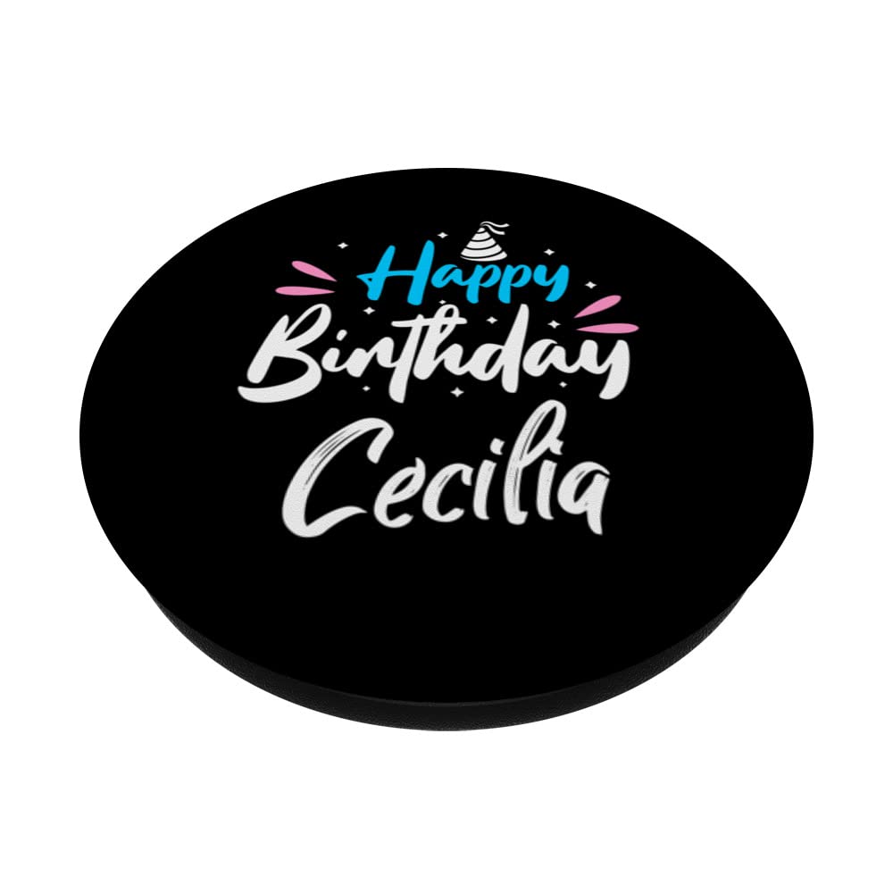 PopSockets PopGrip Con Nome Cecilia – Scritta Bianca Su Rosa – Intercambiabile Per Smartphone E Custodie - 3