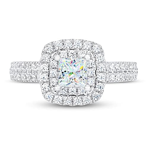 1 Carat Princess Cut Moissanite Engagement Rings for Women Platinum Plated Silver Princess Moissanite Rings3