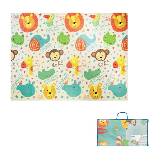 Tapete Dupla Face Dobrável Animais Impermeável 150 x 200 cm Atividades Buba
