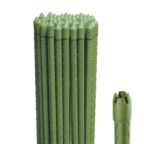 Paluplus 50 Canne in Acciaio con Rivestimento in Plastica Verde, Lunghezza 180 cm, diametro 16mm, Stecche Sostegno per piante Rampicanti, Ortaggi, Pomodori, per giardino, orto -3196F