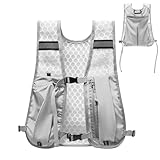 Reflective Running Chest Pack, Lightweight Adjustable Chaleco con 500 ml Water Bottle Holder, diseño transpirable para hombre, mujer, hiking, 14,17 x 11,81 x 1,18 pulgadas, multicolor, Black, Consulte