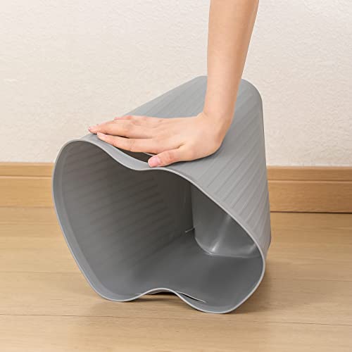 Image of rejomiik Small Trash Can, 3.5 Gallon Garbage Can, Slim Waste Basket, Plastic Trash Bin Container with Handles for Bathroom, Bedroom, Home, Office, Dorm Room, Kitchen, Rectangular, Gray, 1 - Pack