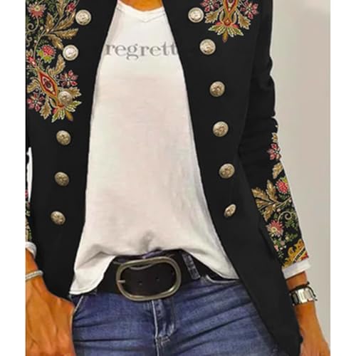 Women's Business Casual Buttons Pockets Open Front Blazer Suit, Elegant Floral Jacquard Peplum Blazer4