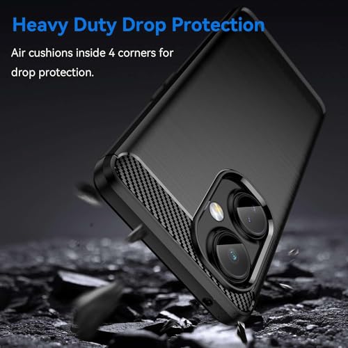 Image of NPRC Hybrid Ultra Slim Protective Case TPU Non-Slip Carbon Fiber Texture Shockproof Case Cover for Oneplus Nord CE 3 LITE - Black