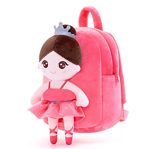 Gloveleya Toddler Backpack Soft Baby Girl Gifts with soft ballerina doll Coral Age 2+…2