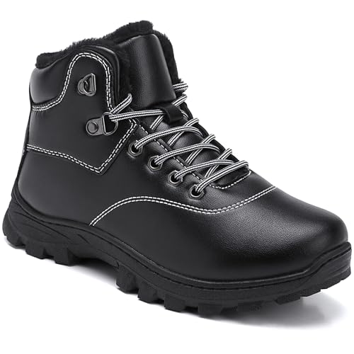 ricema Winterschuhe Herren Warme Gefütterte Winterstiefel Damen Wasserabweisend Wanderschuhe Warm Gefüttert Schneestiefel Winter OutdoorBoots Stiefel Rutschfest Leicht​ Unisex,Schwarz 37 EU
