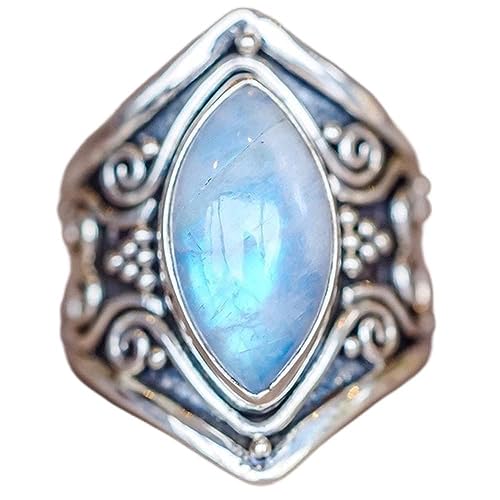SixTwo Antique Boho 925 Silver Natural Moonstone Women Jewelry Elegant Gemstone Wedding Ring Vintage Thai Silver Jewelry ST.237 8