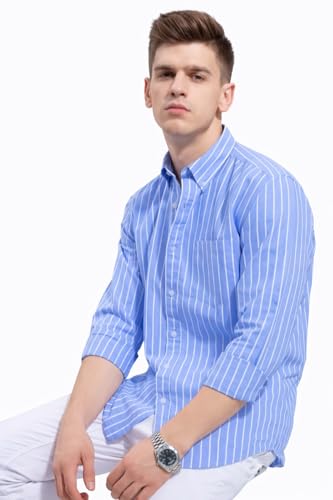 Image of Men's Cotton Casual Printed Striped Stylish Shirt for Men