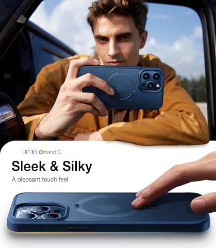 Image of AIBEX Back Cover for Apple iPhone 16 Pro Max MagSafe Compatible with OStand Ring Kickstand Magnetic Metal Alloy Ring | Wireless Charging | Thin Scratch Resistant Armor | Shockproof Protective - Blue