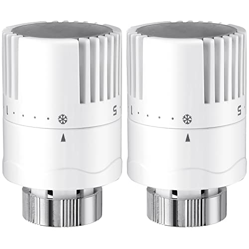 HOMGEN Lot de 2 Tête Thermostatique,Robinet Thermostatique Radiateur,Tête de Radiateur pour Raccord M30 x 1,5-Blanc