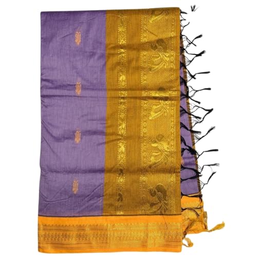 Image of Pure Kalyani Cotton Saree | Zari Border & Blouse Piece - Lata Gadwal Design | Traditional Saree