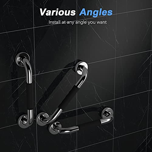 12 Inch Anti-Slip Shower Grab Bars W/Rubber Grip - 1" Diameter, Imomwee Chrome Sus304 Stainless Steel Bathroom Grab Bar Handle, Safety Balance Handrail For Wall, Handicap Elderly Assist Bath Handle #TOP5