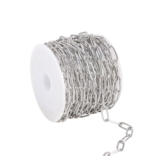 Paperclip Chain for Jewelry Making Stainless Steel Paperclip Chains Roll for Necklace Bracelet Craft...