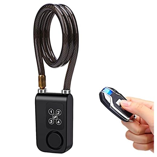 Wsdcam Bike Lock Alarm with Remote Universal Security Alarm Lock System Anti-Theft Vibration Alarm for Bicycle Motorcycle Door Gate Lock 110dB,31.49 inch Cable Length, IP55 waterproof Alarm Cable Lock