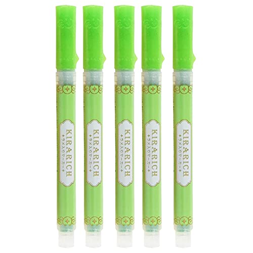 Zebra - Kirarich Glitter Ink Highlighter Pens - Chisel Tip - Green Ink Pack of 5