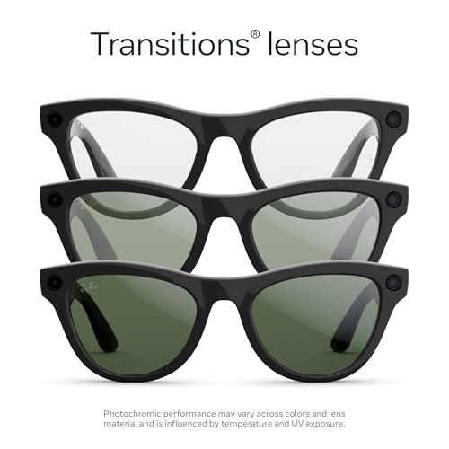 Image of Meta Ray-Ban (Gen 2) Skyler Smart AI Glasses, Black, Transitions Green
