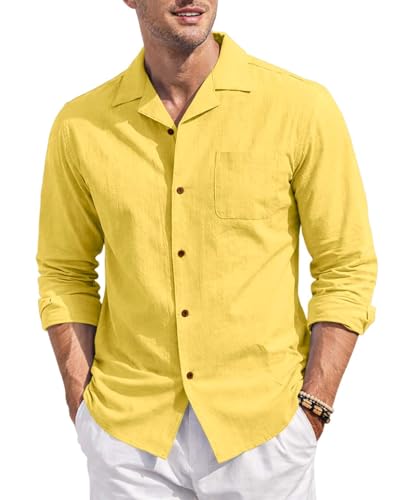 Image of Zombom Men's Cotton Blend Shirt with Full Sleeves Solid Pattern Cuban Collar Neck Line Regular Fit and Standard Length | Solid Shirt for Man Cotton | Shirts for Mans