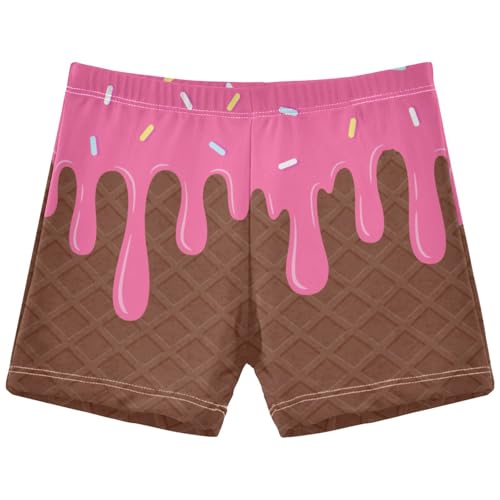 Boys Swim Trunks Quick Dry Bathing Suit Ice Cream Brown Wafer Toddler Swim Shorts Boardshorts Swimwear 3-10