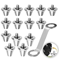 Tkxjry 12 Stück Ersatzstollen für Fußballschuhe, 8 Stück 11mm Schraubstollen + 4 Stück 13mm Schraubstollen + 1 Doppelmaulschlüssel, Fussball Ersatzstollen, Fußballstollen für Stollentraining(Weiß)