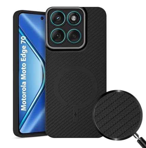 Image of LIRAMARK Rugged Carbon Fibre TPU Armor Silicone Back Cover Case for Motorola Moto Edge 70